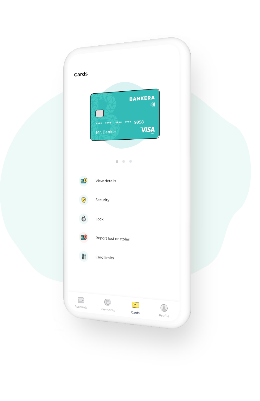Смартфон с открытым приложением Bankera