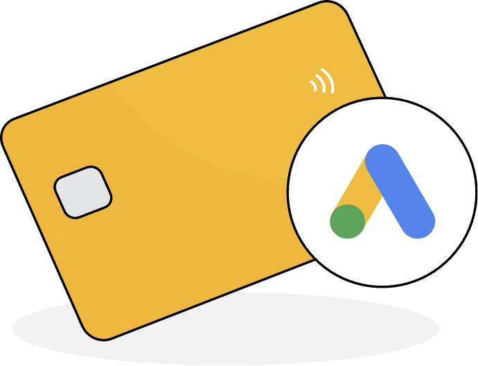 بطاقة صفراء عليها شعار إعلانات Google أمامها.